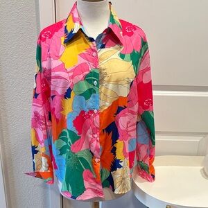 Vibrant Floral Button Down Blouse